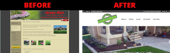 Home page before and after